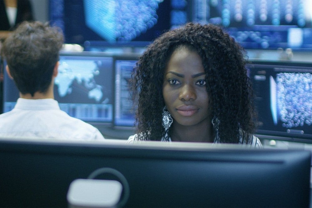 Cyber security experts at workplace