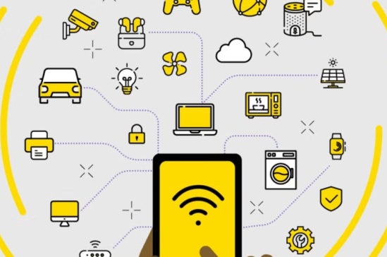 Infographic on the physical devices that are connected to the Internet, called Internet of Things