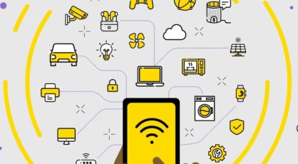 Infographic on the physical devices that are connected to the Internet, called Internet of Things