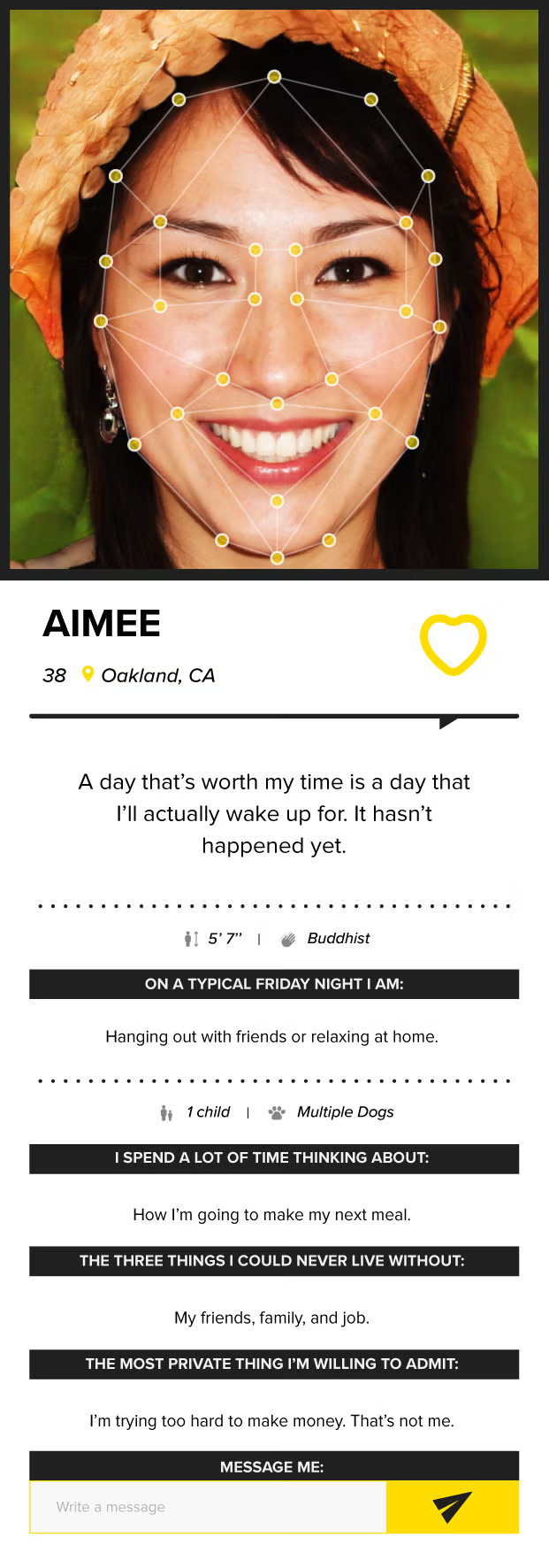 Aimee's AI dating profile 