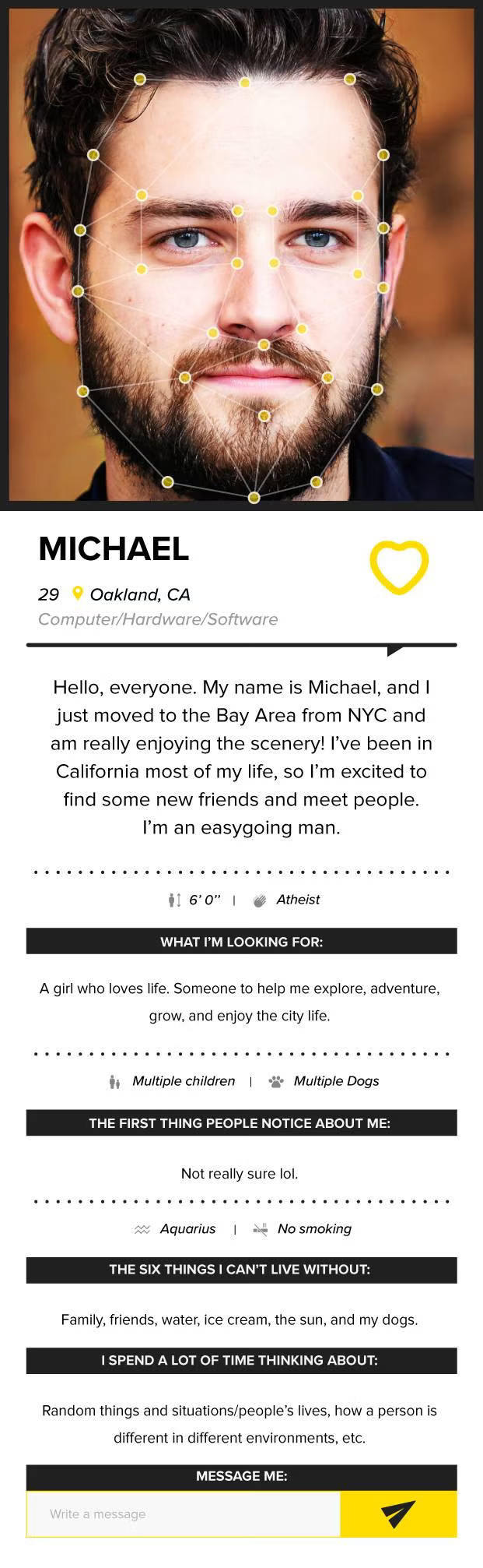 Michael's AI dating profile