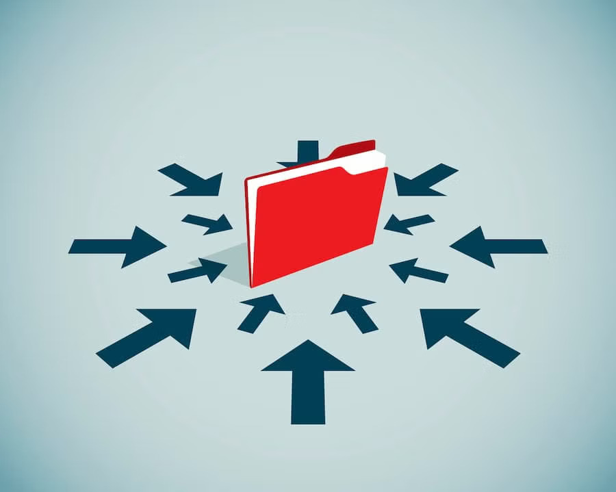 Arrows converge on a central folder, symbolizing ethical aggregation and protection of sensitive data from multiple sources.